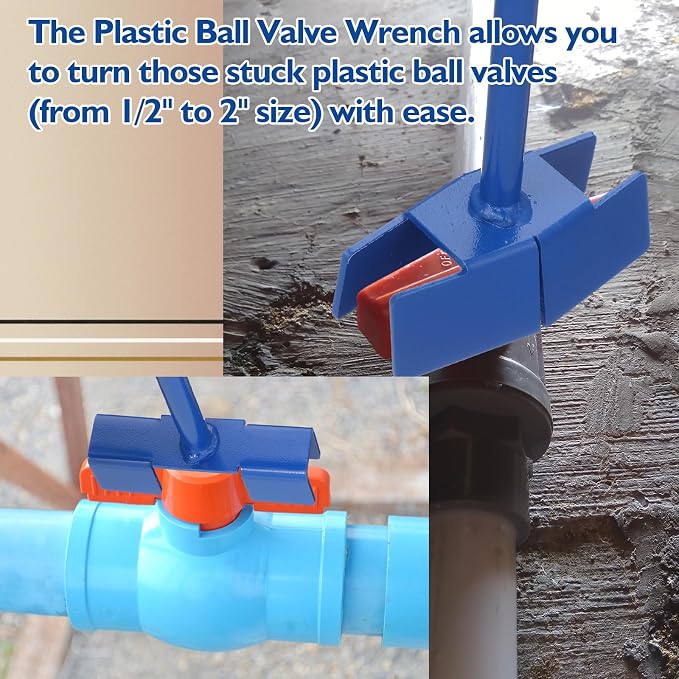 Zonon 26-5/8 Inch Backflow Handle Ball Plastic Valve Wrench Opening and Closing Outdoor Water Valves Operating Ball Valves in Backflow Prevention Devices from Damage Wheel Wrench for Fire Riser (Blue)