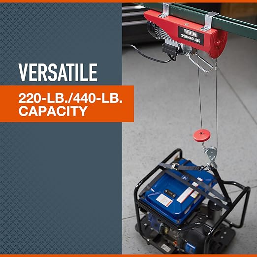 Ironton Electric Cable Hoist - 220-lb. Single-Line Capacity/440-Lb. Double-Line Capacity, 40/20ft. Lift