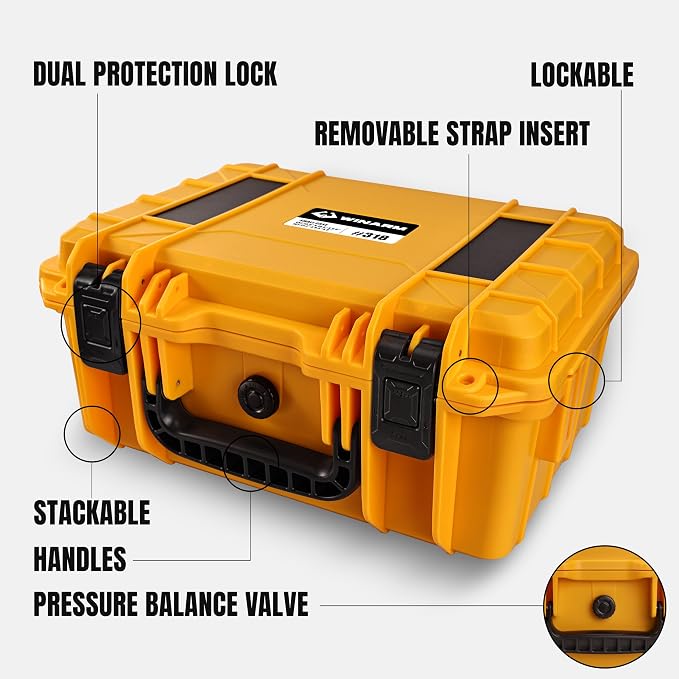 15inches Waterproof Hard Case with DIY Customizable Foam Insert Portable Protective Case for Camera Drones Equipments Tools (Yellow-DIY)