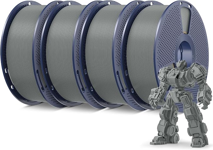 SUNLU 4KG 3D Printer Filament PLA Plus 1.75mm, SUNLU Neatly Wound PLA Filament 1.75mm PRO, PLA+ Filament for Most FDM 3D Printer, 1 kg Spool, 4 Packs, Grey x4