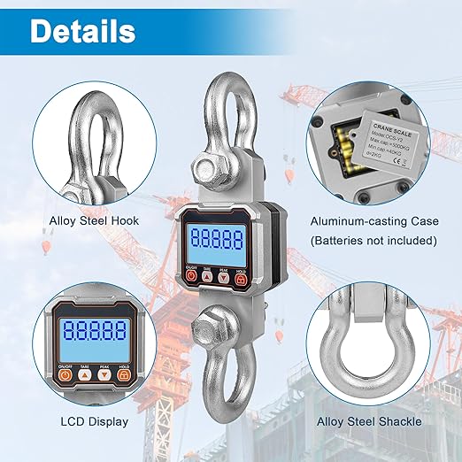 Hyindoor 5000kg 11000lb Crane Scale, 5T Digital Crane Scale with Remote Control, Industrial Heavy Duty Electronic Hanging Scale Hoist Scales