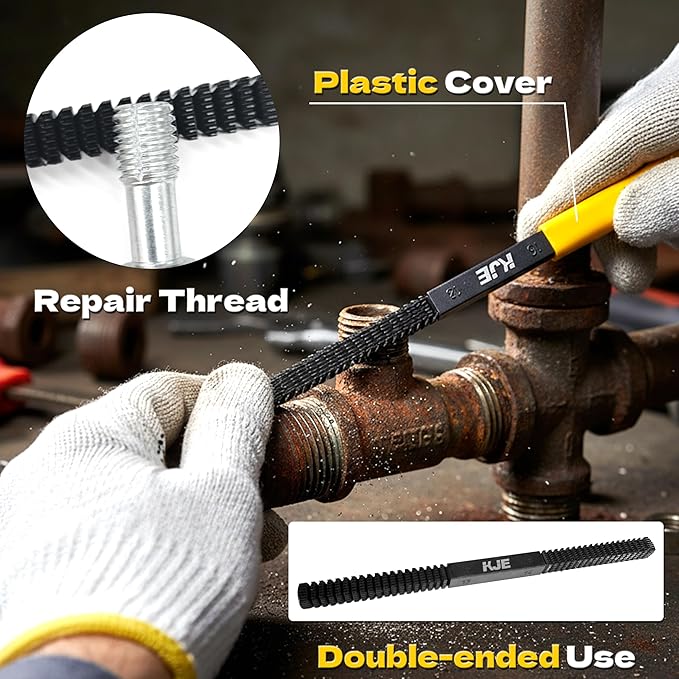 KJE 61Pcs Thread Restorer Kit, Rethreading Kit, UNC, UNF & Metric Thread Chaser Set with Taps, Dies, Thread Files & Pitch Gauges for Repair Damaged Threads Bolts, Nuts and Screws