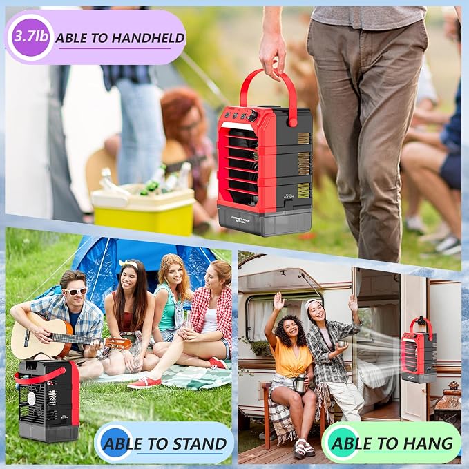 Rozlchar Portable Misting Fan Compatible for Milwaukee 18V Battery, Jobsite Cooling Fan with 1.6L Tank, Stepless Speed & 8H Timer, LED Light, Quiet Airflow for Construction, Camping, Beach(Tool Only)
