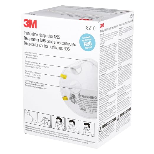 3M 8210 Particulate Respirator, N95, Pack of 20 Disposable Respirators, NIOSH APPROVED, Two-Strap Cup Style Design, Lightweight with Cushioning Nose Foam
