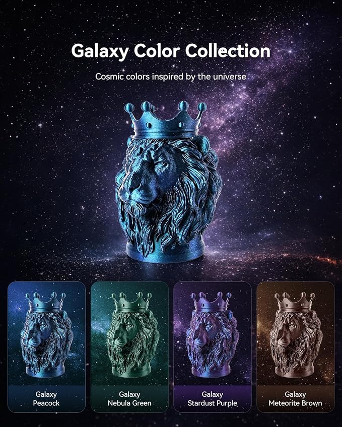 SUNLU Galaxy PLA Filament 1.75mm, Galaxy Peacock, Color-Shifting Pearlescent Glitter PLA 1kg, Light-Activated Shine, Smooth Gloss Finish, Neatly Wound, Fits Most FDM Printers