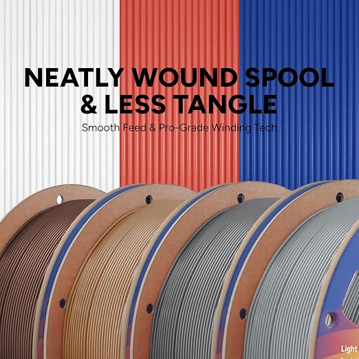 OVERTURE 4KG Bundle High Speed PLA Filament 1.75mm, Neatly Wound 3D Printer Filament 4 Pack 1kg Spool (2.2lbs) Rapid PLA, Fit Most FDM 3D Printers (Light Grey+Space Grey+Brown+Chocolate)