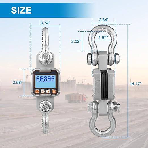 Hyindoor 3000kg 6600lb Crane Scale, 3T Digital Crane Scale with Remote Control, Industrial Heavy Duty Electronic Hanging Scale Hoist Scales