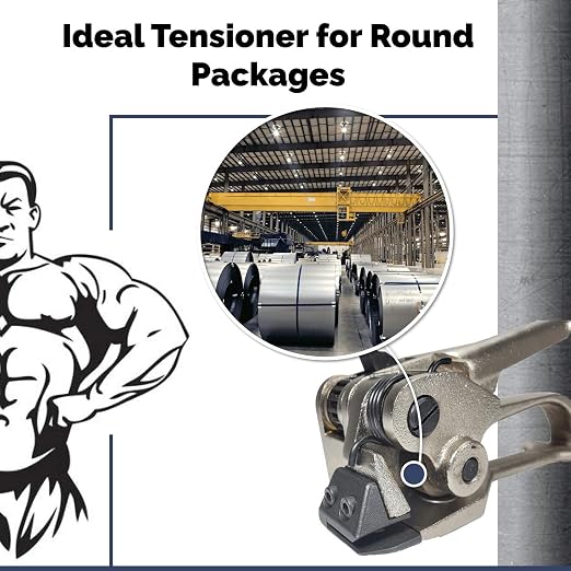 IDL Packaging S-246 Deluxe Pusher Tensioner for 3/8" to 3/4" Steel Strapping - Perfect for Both Round and Flat Packages - Heavy-Duty Steel Strapping Tool with Long Service Life