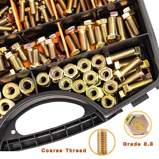 966PCS Metric Bolt Assortment Kit - M4,M5,M6,M8 Grade 8.8 Alloy Steel Bolts and Nuts Kit with Professional Sturdy Labeled Storage Box, 12-30mm, for DIY, Automotive, Furniture & Machinery Repair