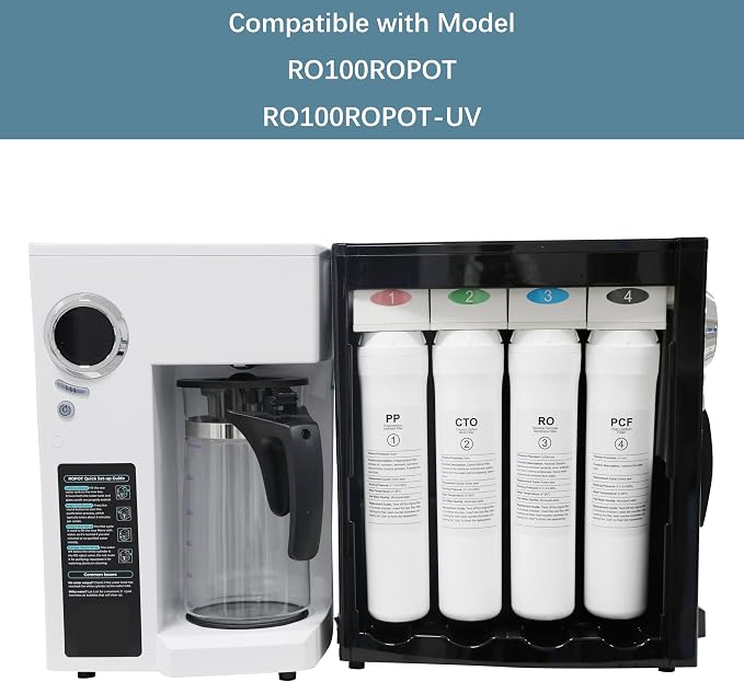 1 Year Replacement Filter Set Compatible with Bluevua RO100ROPOT RO100ROPOT-UV RO System (1 PP, 1 CTO, 1 PCF)