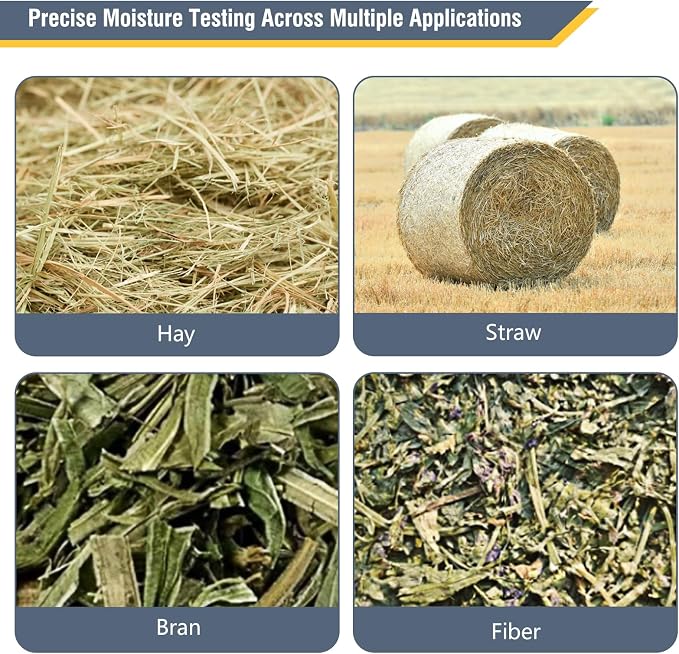 Hay Moisture Tester, Portable Hay Moisture Meter, Straw, Forage Grass, Suitable for a variety of grains such as wheat, corn, coffee, etc., suitable for Farmers, Food Processors & Traders-GISNPA