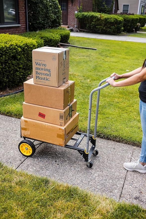 Gorilla 400 lbs. Convertible Steel Hand Truck, Simple Flatbed Conversion; Wide Grip Telescoping Handle, Flat-Free Tires