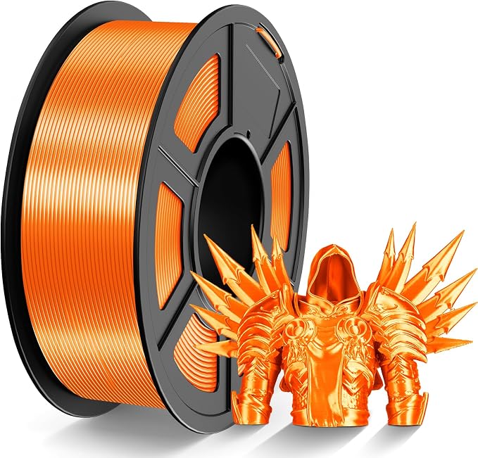 TECBEARS Silk Filament 1.75, Shiny Silk PLA Filament, 3D Printer Filament with Smooth Silky Surface, Dimensional Accuracy +/- 0.02mm, Fit Most FDM 3D Printers, Silk Orange 1KG
