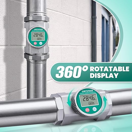Waterproof 3 Inch Water Flow Meter, 16-343 GPM Digital NPT Flowmeter with EMI Protection for Diesel, Gasoline, Pool, Hydrant, Fire Truck and Oil Tanker, ±1% Accuracy