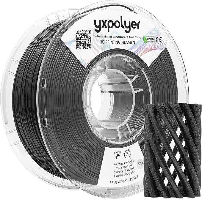 YXPOLYER PPS Filament 1kg 1.75mm Heat Resistance to 180°C, Engineering-Grade 3D Printier Filament Easy Printing