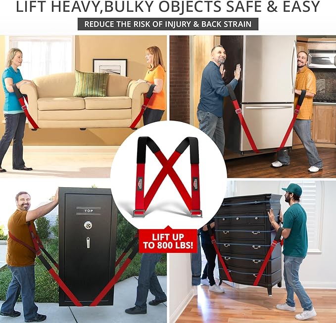 X-Protector Moving Straps - 2 Pairs - Lifting Straps for 2 Movers - Furniture Moving Straps to Move Furniture Easily and Safely - Perfect for Lifting and Moving Equipment, Appliances, Heavy Objects!