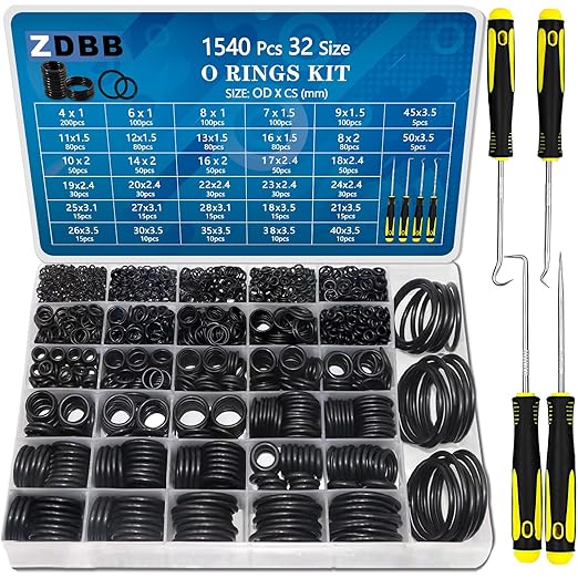 ZDBB 1540 Pcs O Rings Assortment Kit and 1228 PCS Clear Food Grade Silicone O-Ring Kit for Automotive Faucet Pressure Washer Plumbing，Sealing Faucets and Plumbing with Hook and Pick