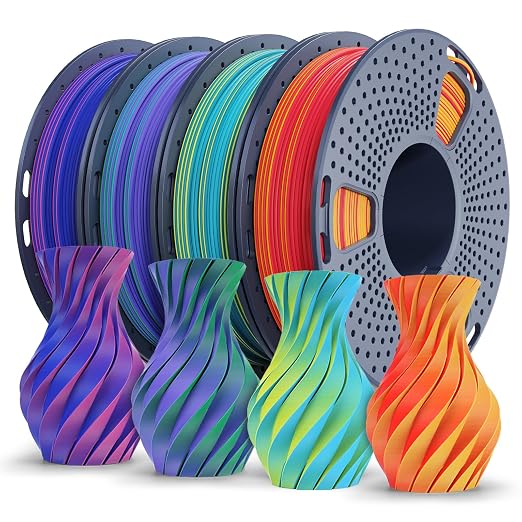 SUNLU Dual Color PLA Matte Filament 1.75mm, 3D Printer Filament Bundle Multicolor, 250g Spool, 4 Rolls, RedBlue+RedBlue+YellowCyan+GreenPurple