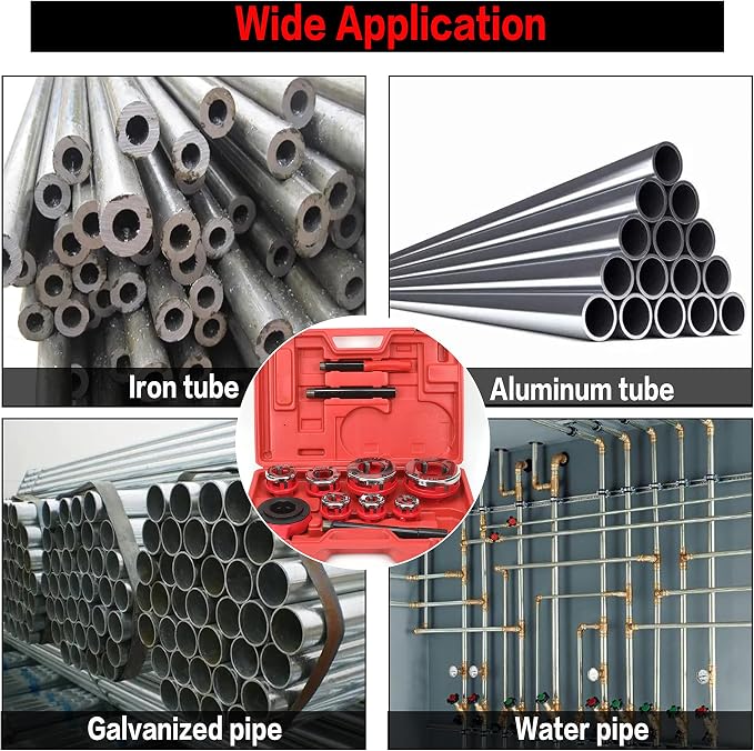HFS(R Ratchet Pipe Threader Kit Ratcheting Pipe Threading Tool Set (7 dies 3/8", 1/2", 3/4",1", 1-1/4", 1-1/2", and 2")
