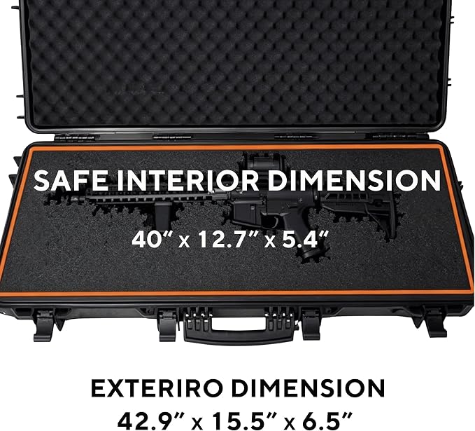 43” Hard Rifle Case Reusable XP Crosslinked Foam Insert Rifle Case Hunting Season Case Waterproof, Shockproof Case