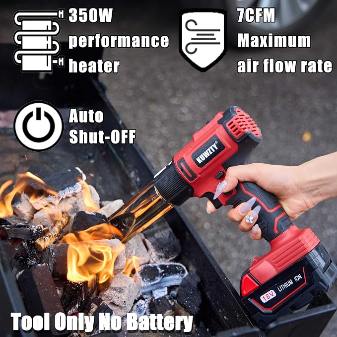 Cordless Heat Gun for Milwaukee M18 Battery,Lithium Hot Air Gun, 2-Temp Setting Max 1022°F(550°C),Heat Gun for Shrink Wrapping, Tube Bending,Resin & Decorating (Tool Only, NO Battery)