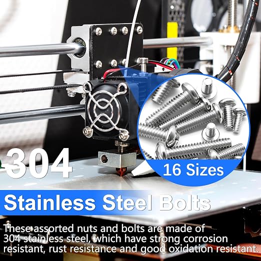 730Pcs Machine Screws Nuts and Bolts Assortment Kit, 304 Stainless Steel Bolts 16 Sizes #4-40#6-32#8-32#10-24 Phillips Pan Head Hardware Screws Assortment Kit with Nuts and Washers