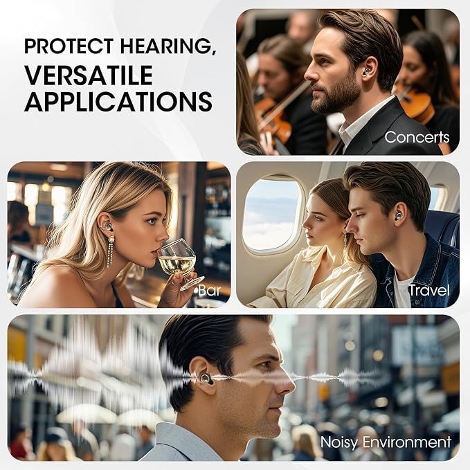 Ear Plugs for Sleeping, 45dB Silicone Ear Plugs for Noise Cancelling, Earplugs for Snoring, Concert & Shooting with 8 Eartips, Silicone Hearing Protection for Work, Travel(Graphite)