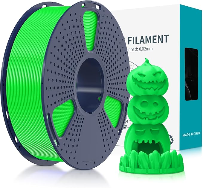 SUNLU Fluorescent PLA 3D Printer Filament, PLA Filament 1.75mm, Brighter Color for Halloween Decoration, Neatly Wound Filament, Fit Most FDM 3D Printer, 1kg Spool, Fluorescent Green