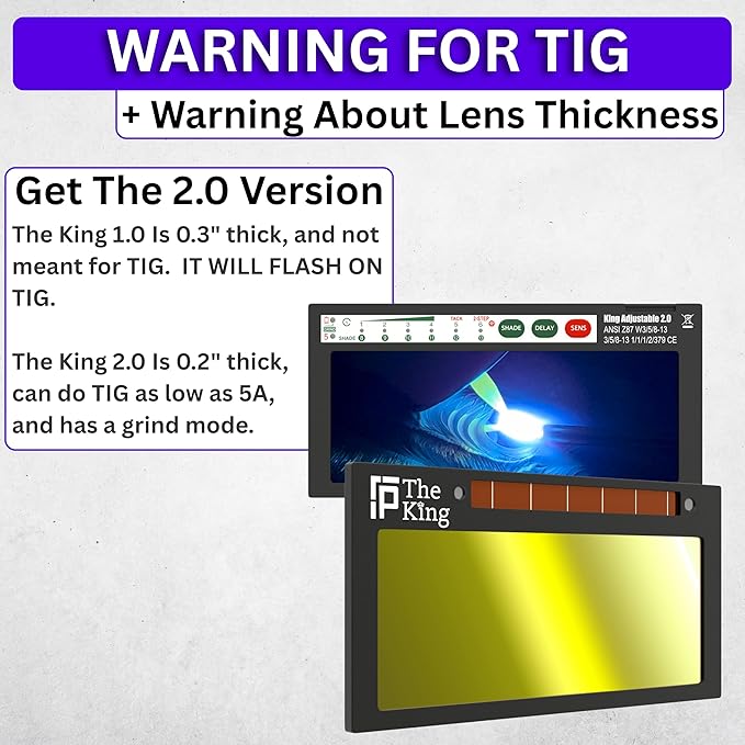 The King 1.0 | Shade 5-13 Adjustable Gold Auto Darkening Welding Lens | 2" x 4 1/4" x 0.33" | Adjusts From Shades 5-13 (9 Lenses In 1) | Gold Front - Deep Blue Weld View | Ridge Products Royal Series