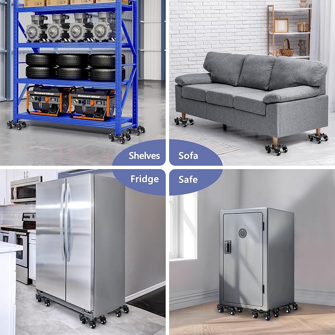 KEDSUM Furniture Dolly with Anti-Slip Groove Design for Legged Furniture, Full Carbon Steel Panel - Heavy Duty Furniture Movers with Wheels, Supports 1500LBS, Easily Move Piano, Sofa, Table, Cabinet