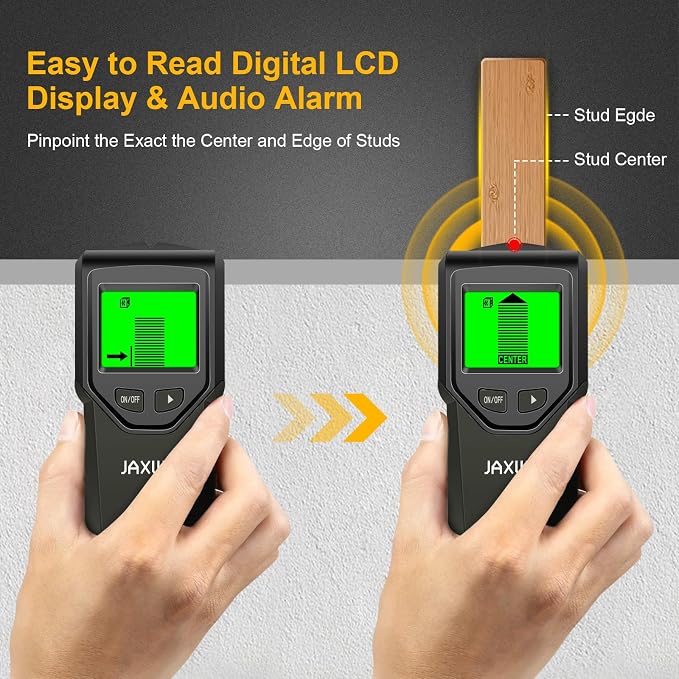 Stud Finder Wall Scanner - 5 in 1 Stud Finder Tool w/Smart Chip and HD LCD Display, Stud Detector Beam Finders for the Center and Edge of Wood AC Wire Metal Studs Joist Pipe (‎Bark)