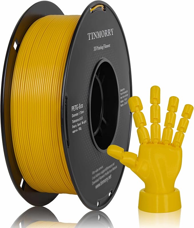 TINMORRY PETG Filament 1.75, Rapid PETG-Eco 3D Printer Filament, Compatible with Most FDM 3D Printers, 1 KG 1 Spool, Carter Yellow