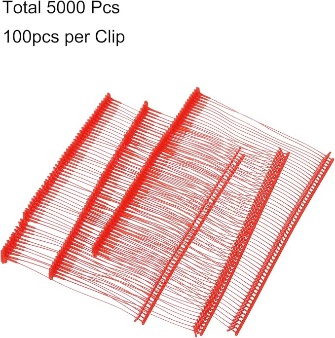 uxcell 5000pcs Standard Tagging Gun Fasteners 65mm Tagging Barbs Pins PP Plastic Tag for Price Tagging Gun, Clothing Tags Gun Attachments for Clothes Bag Fabric, Red