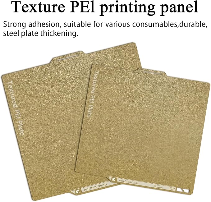 P2S Textured Build Plate with QR Code for P2S/X2D/P1S/P1P/A1/X1C (Gold) | 257x257mm Dual-Sided PEI Sheet, Spring Steel Flexible Magnetic Platform, Glue-Free Heated Bed, Strong Adhesion, Easy Removal