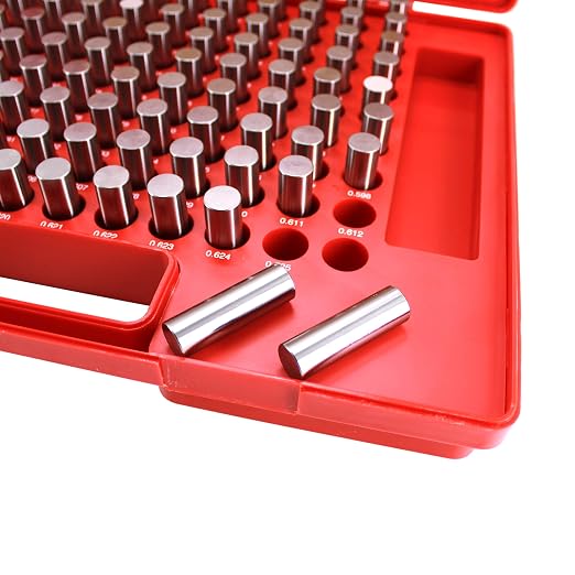 HFS(R) Pin Gage Set M3 Plus Steel Gauge with Storage Case for Carpenters and Home Improvement 125PCS 0.501-0.625"