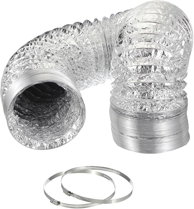 PATIKIL 25 Feet Dryer Vent Hose, 7 Inch Diameter Flexible Aluminum Ducting Flex Air Ducting Dryer Vent 2 Clamps Included for Heating Ventilation Air Conditioning, Silver