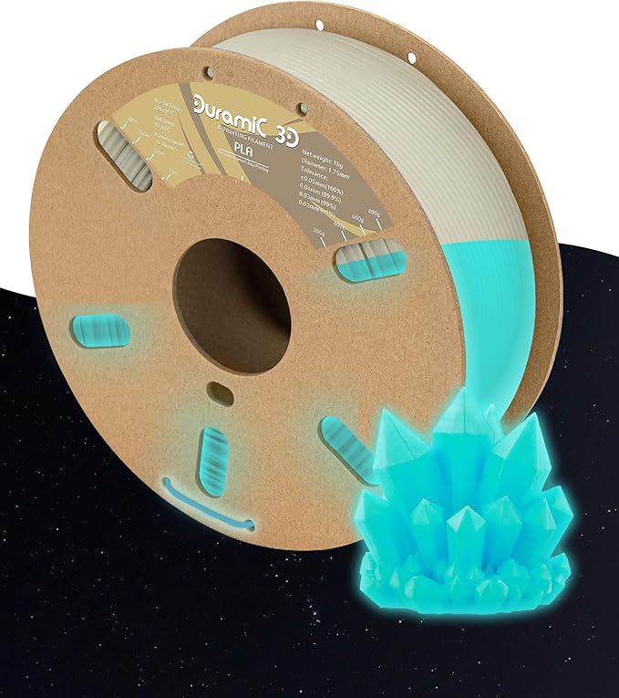 DURAMIC 3D PLA Glow in The Dark Filament Luminous Neatly Wound 1.75mm 1Kg | 3D Printing Filament 1.75mm Dimensional Accuracy +/- 0.02 mm, Fit Most FDM 3D Printers Glow Turquoise