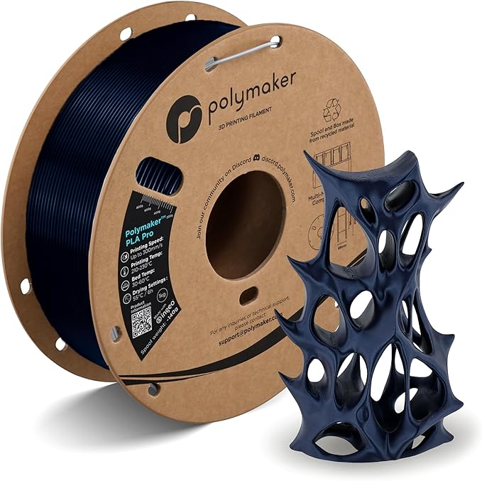 Polymaker PLA PRO Filament 1.75mm 1kg, Tough & High Rigidity Metallic Blue 3D Printing Filament, PolyLite PLA PRO High Speed, Print with Most 3D Printers