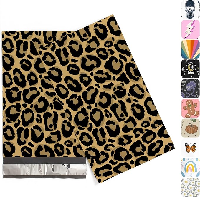Package Mint Poly Mailers 6 x 9 200 Pack | Waterproof & Tear Resistant Mailing Envelopes for Small Business Supplies | Shipping Bags for Clothes | Cute Shipping Bags for Small Business - Leopard