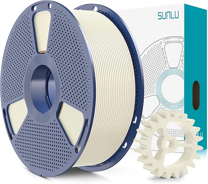SUNLU PLA+2.0 3D Printer Filament, Upgrade PLA+ Filament 1.75mm, Tougher and Stronger, Neatly Wound Filament, Dimensional Accuracy +/-0.02mm, 1KG Spool(2.2lbs), Bone White