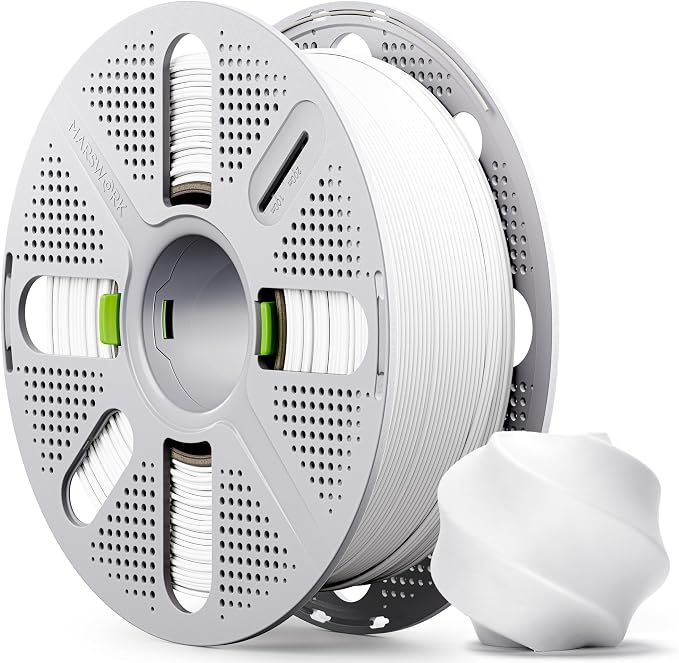 Matte White PLA Filament with Quick-Swap Reusable Spool 1kg (2.2lbs), 1.75mm 3D Printing Filament, Compatible with Bambu Lab 3D Printers