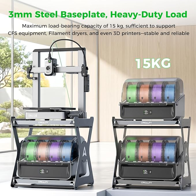 Creality Official CFS Workstand, Space-Saving Quick-Storage, Dual-Tier Pull-Out Shelves, 15kg Max Load, Metal Soft-Close Slides, Anodized Aluminum Finish, Holds Printers, Dry Boxes & CFS