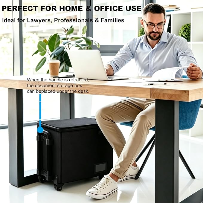 Fireproof File Box with Wheels, Collapsible Rolling Fireproof Document Bag with Lock, Fireproof Box with Handle & Casters, Mobile Fireproof Document Storage for Legal/Letter Size Files | futaiphy Fireproof File Box with Wheels, Collapsible Rolling Fire...