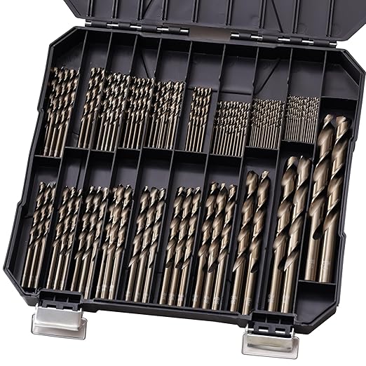 Cobalt Drill Bits Set for Hardened Metal and Stainless Steel, 122Pcs 1/16"-1/2" M35 HSS Twist Jobber Metal Drill Bits, with Index Storage Case