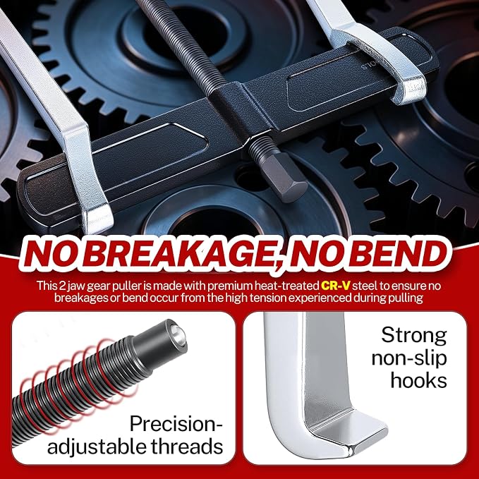 BILITOOLS 8" 2 Jaw Gear Puller, Bearing & Pulley Removal Tool, Internal External Reversible for Flywheel, Gears & Pulleys
