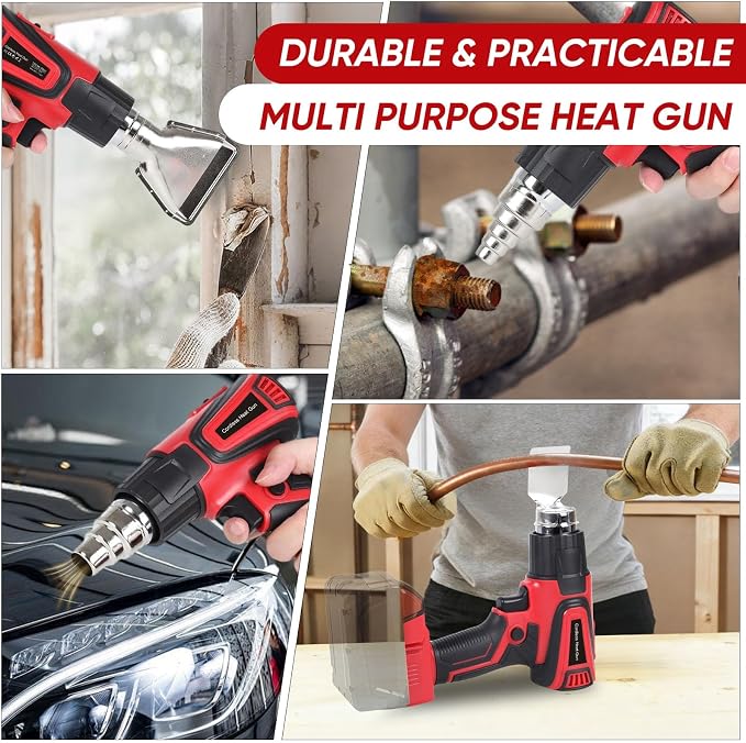 Cordless Heat Gun Compatible with Milwaukee M18 Battery, Fast Heating Variable Temp (122°F~1112°F) Hot Gun LCD Display and 4 Nozzle for Shrink Tubing, Resin, DIY(No Battery, Not Made by Milwaukee)