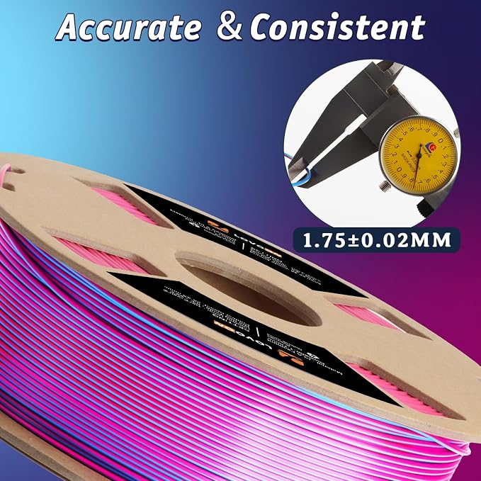LOVOON 3D Printer Filament Dual Color Sky/Light Blue and Rose Red, PLA Filament 1.75mm,Silk PLA Filament, PLA Filament for Most 3D Printer and 3D Pen, 2.2 lbs/Spool
