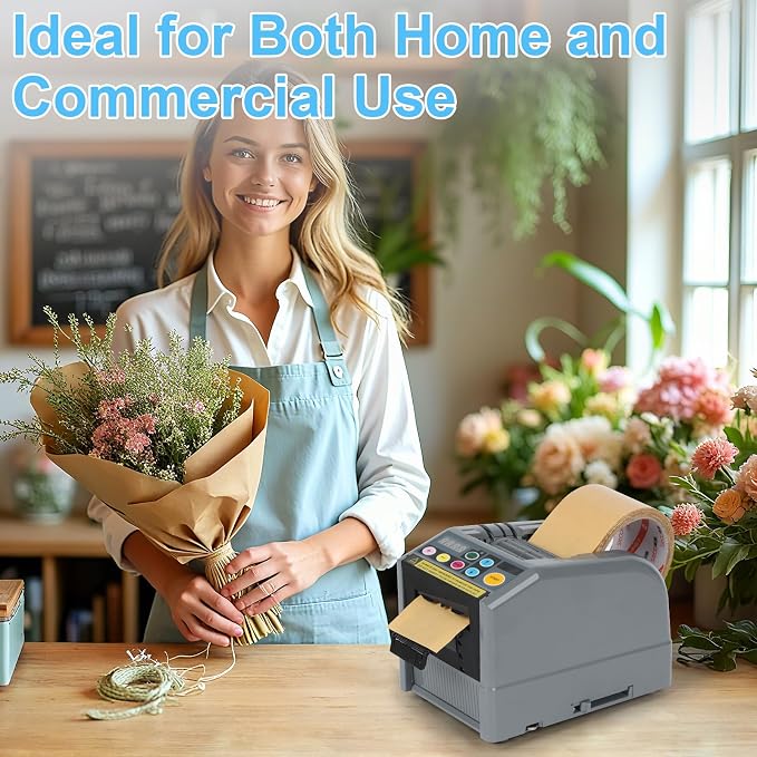 Ribbon Cutting Machine, Automatic Tape Dispenser, Dual-Tape Design, 999mm Max Cut Length, Smart Memory & Safety Sensor for Office, Craft, and Packaging Use