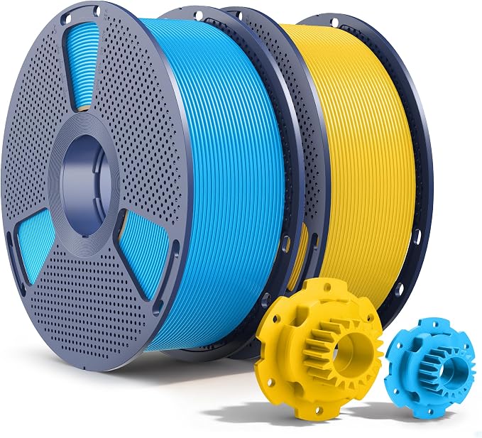 SUNLU PETG Filament 2KG, High Strength PETG 3D Printer Filament 1.75mm, Dimensional Accuracy +/- 0.02mm, 1KG Spool(2.2lbs), 2 Pack, Cyan+Vivid Yellow