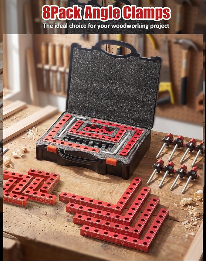8Pack Corner clamps for woodworking, VEXTHYX 90 degree 5.5"x4 & 2.5"x4 clamping squares for right angle positioning, woodworking square clamp tools for cabinet, picture frame, box, drawers